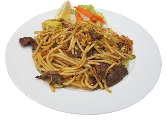 Gebratene Udon-Nudeln mit Rindfleisch
