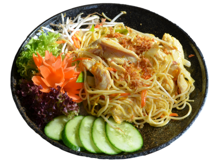 Gebratene Eiernudeln mit Hühnerfleisch