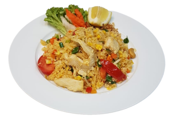 Gebratener Reis mit Tofu und Ei