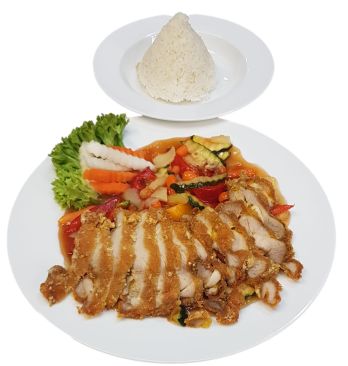 Paniertes Hähnchen mit Süß-Sauer Sauce