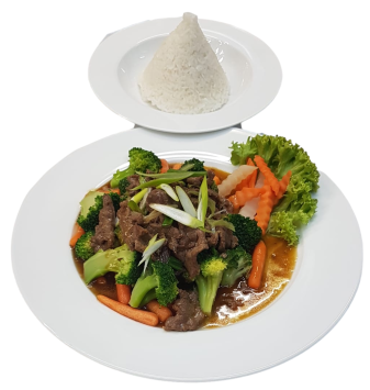 Rindfleisch mit Erdnusssauce (scharf)